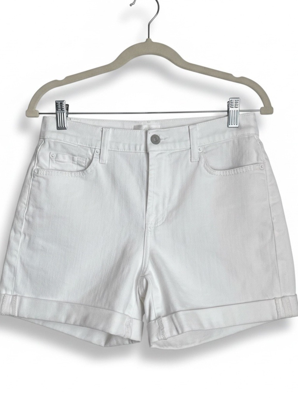 7 For All Mankind Mid Roll White Denim Shorts - Size 27